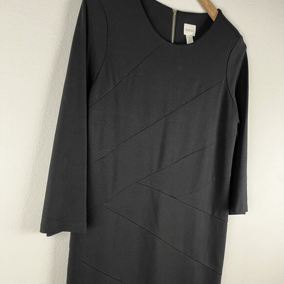 Chicos Angled Seam Wendi Dress Black Size Medium 8 - Picture 6 of 12